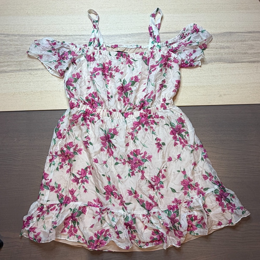 Rachel Zoe Dress Women Medium Aphroditeβ Silk White Floral Cold Shoulder